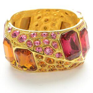 Kenneth Jay Lane KJL Gold-tone Twisted Crystal Cuff Bracelet